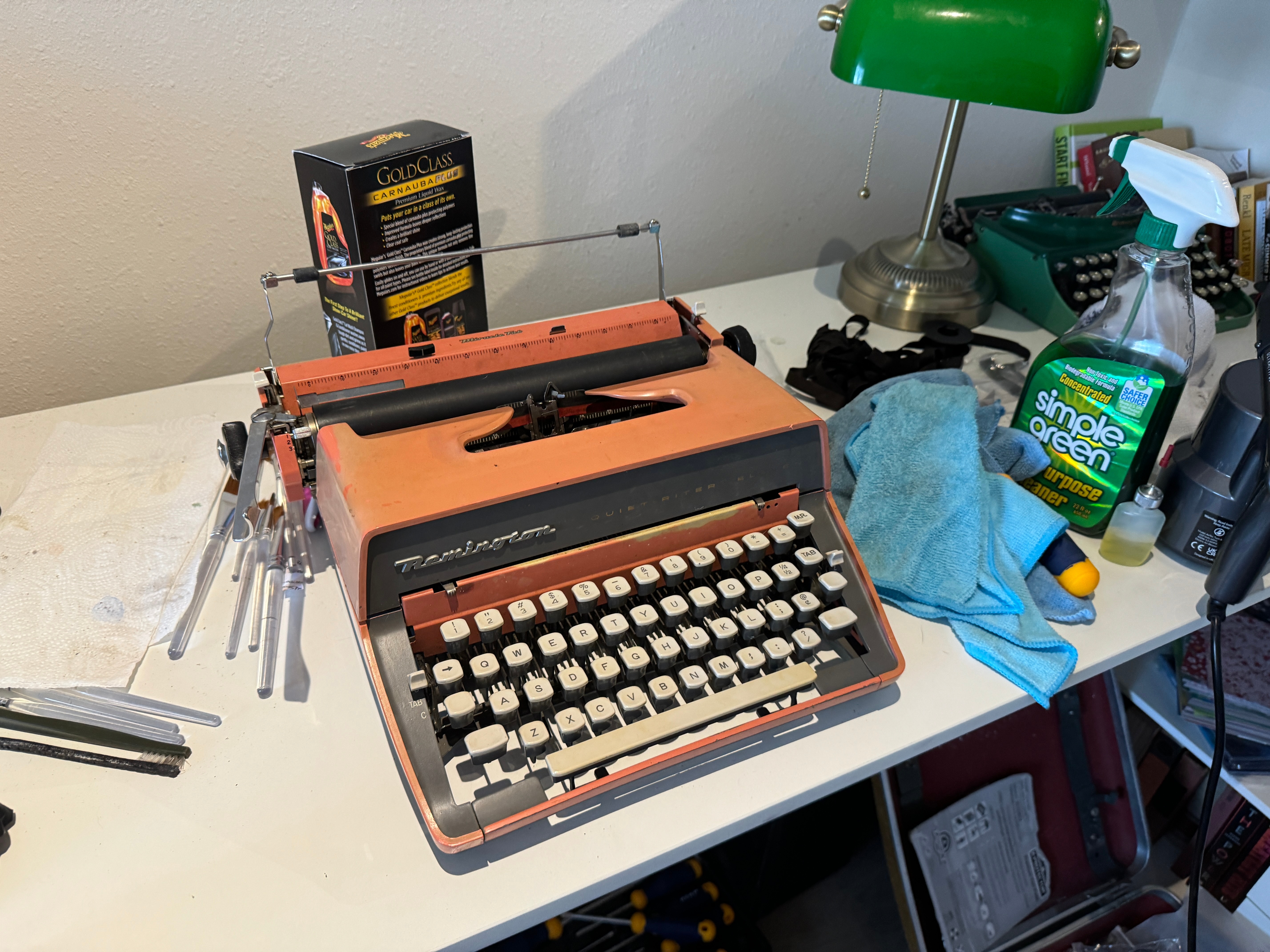 Professional typewriter restoration workspace