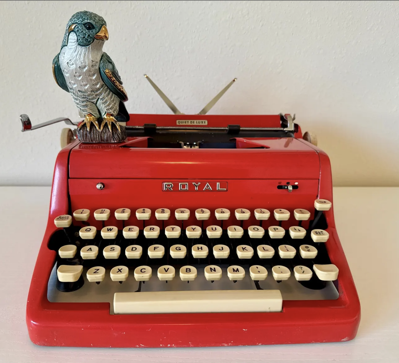Vintage 1950's RED ROYAL Quiet De Luxe Typewriter | Manual | Without Case | Working | Candy Red